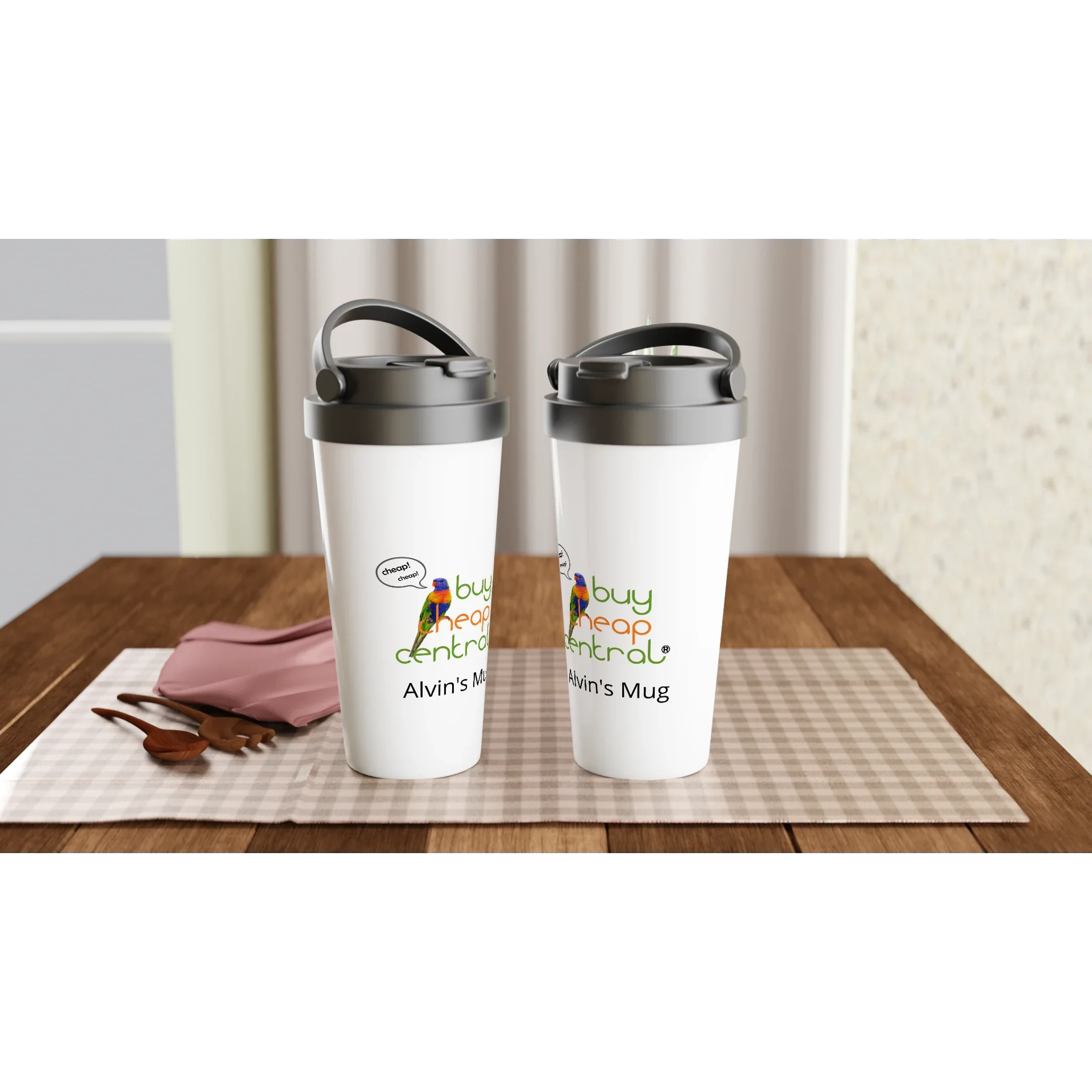 White 15oz Stainless Steel Travel Mug