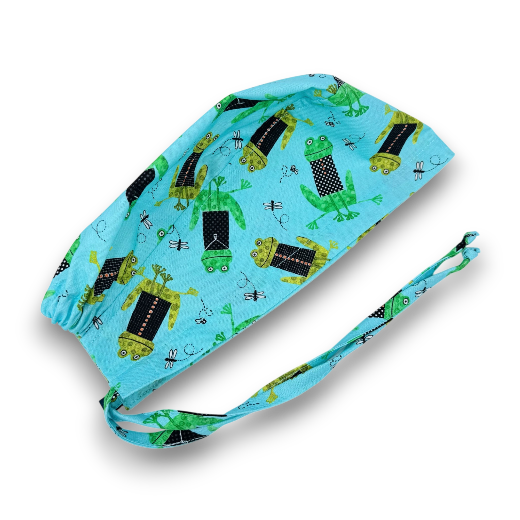 Cute Frog Skull tie-back style surgical scrub cap for men by Paradise Caps.