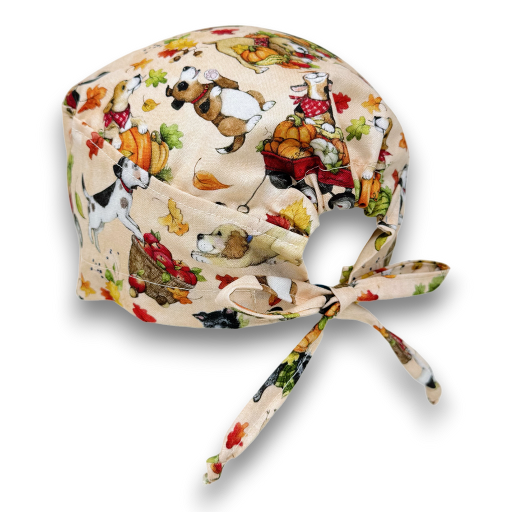 Pumpkin Men's Skull tie-back style surgical scrub cap by Paradise Caps.