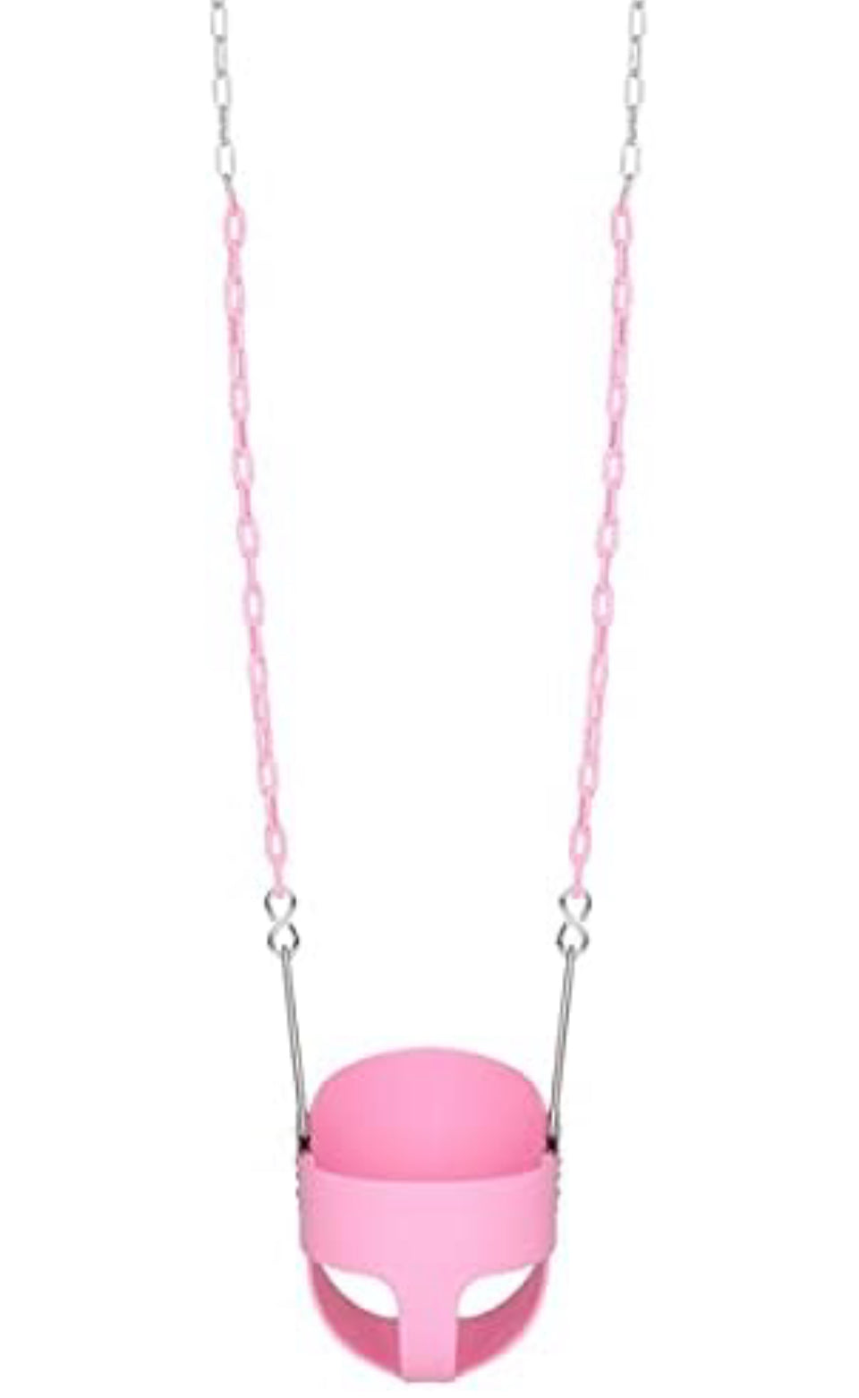 lvssiao Toddler High Back Full Bucket Swing Seat, Toddler Swing Seat with Heavy Duty Plastic Coated Chain + Snap Hooks + Tree Hanging Straps Kids Swing Set Accessories (Pink)