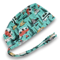 Forest Camping Skull tie-back style surgical scrub cap for men by Paradise Caps.