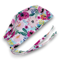 Floral Skull tie-back style surgical scrub cap by Paradise Caps.
