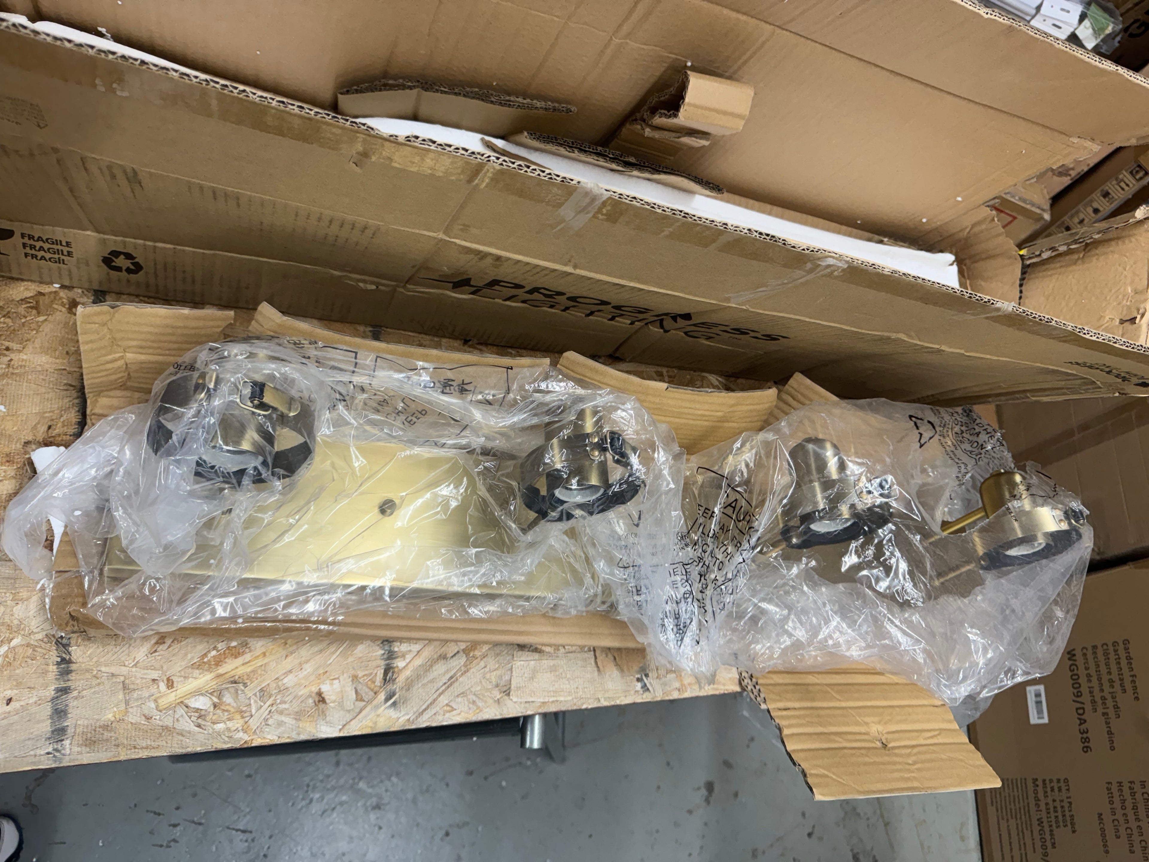 Progress Lighting Calhoun Collection 30-1/4 in. 4-Light Gold Vintage Brass Clear Glass Farmhouse Urban Industrial Bathroom Vanity Light