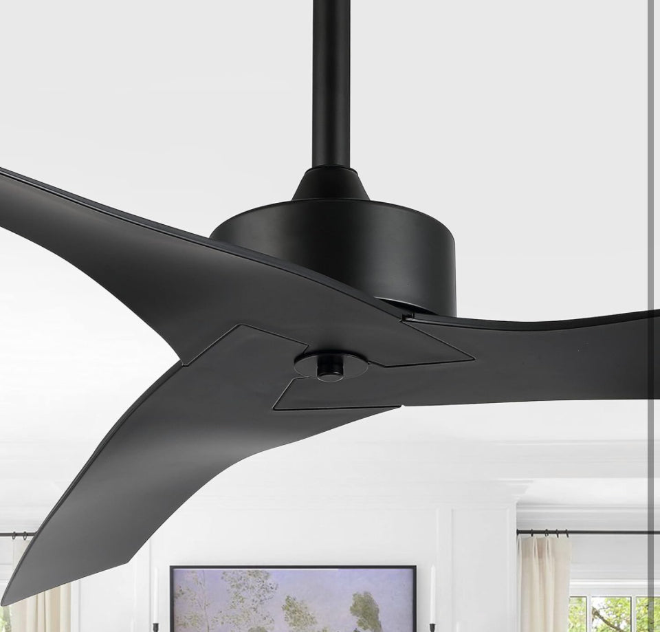 JONATHAN Y JYL9715A Aldrin 50" Mobile-App/Remote-Controlled, 6-Speed Razor Ceiling Fan, Modern, Contemporary, Minimalist, Industrial, Coastal for Bedr