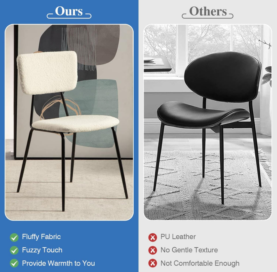 Bacyion Dining Room Chairs Set of 2 - Modern Boucle Fabric Kitchen Chairs, Dining Chairs with Metal Legs for Dining Room, Kitchen, Living Room