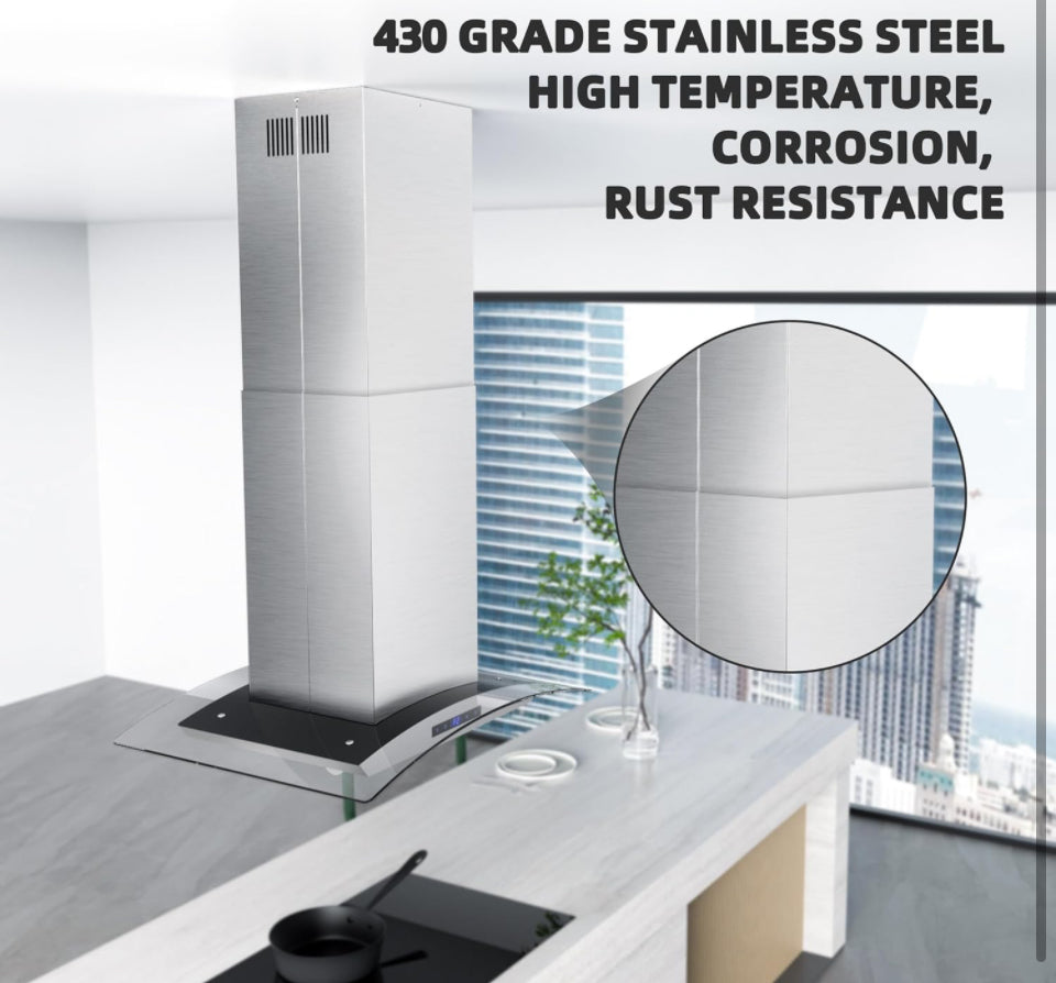 FIREGAS Range Hood Extension Chimney FGS-TI02-ZST, Stainless Steel Wall Mount Chimney Extension for FIREGAS Island Range Hood FGS-USI02G75CC and FGS-U