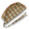 Autumn Plaid Skull tie-back style surgical scrub cap by Paradise Caps.