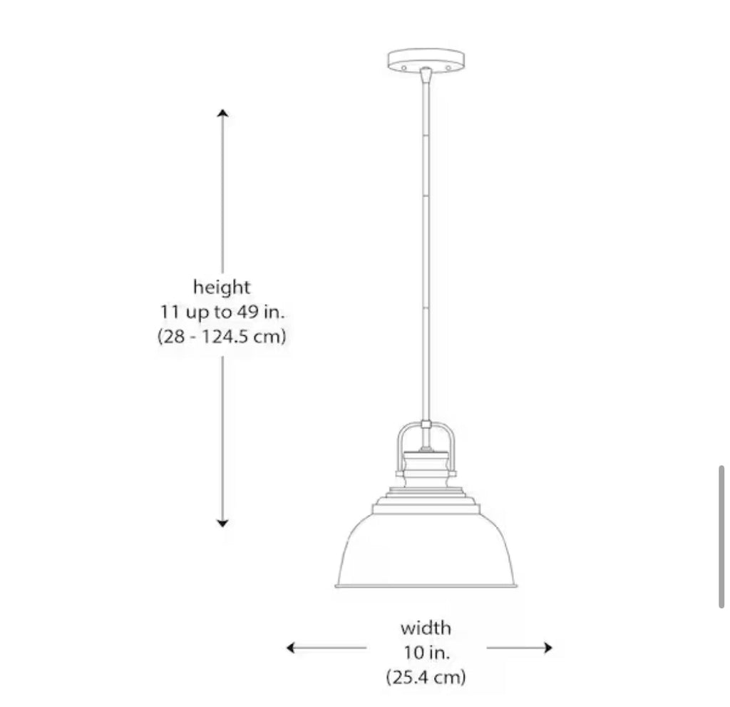 Home Decorators Collection Shelston 10 in. 1-Light Black Farmhouse Pendant Light Fixture with Metal Shade