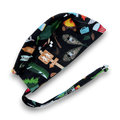 Camping Hiking Skull tie-back style surgical scrub cap for men by Paradise Caps.