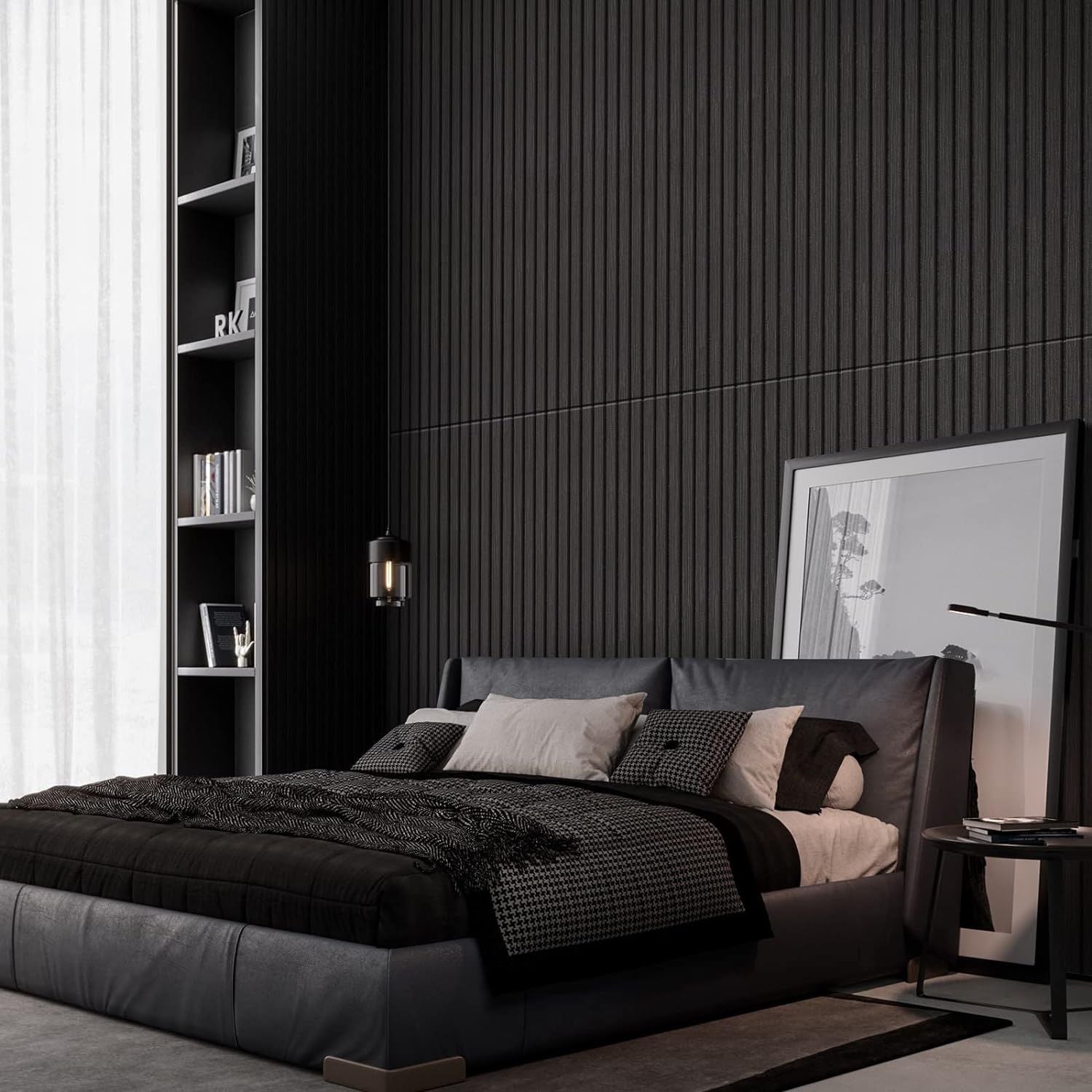 UMIACOUSTICS Wood Wall Panels, 2 PCS Diffusion Panels, 47.2" x 15.7" Sound Proof Panels for Home Office Cinema (Ebony)