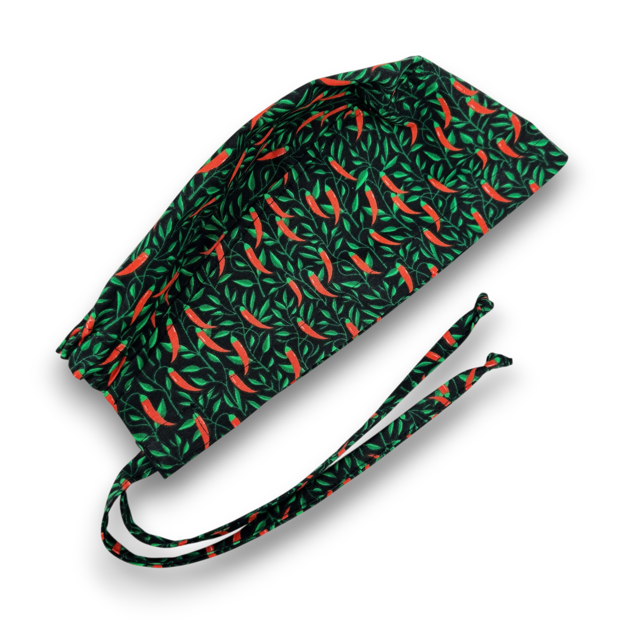 Surgical scrub cap for men. Spicy Chili Pepper tie back scrub hat by Paradise Caps.