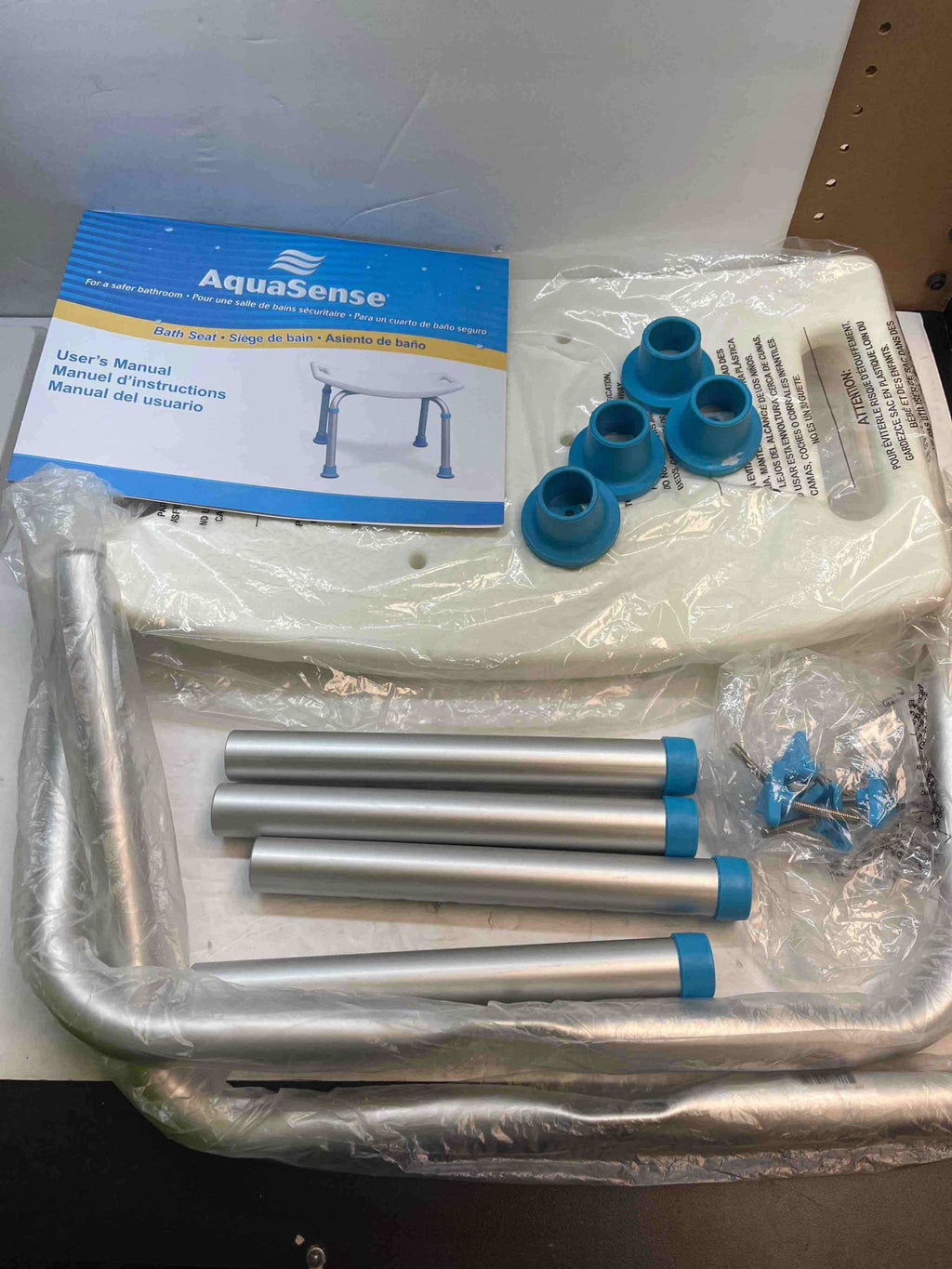 AquaSense Adjustable Non-Slip Bath & Shower Stool for Inside Shower, 20.08 x 12.