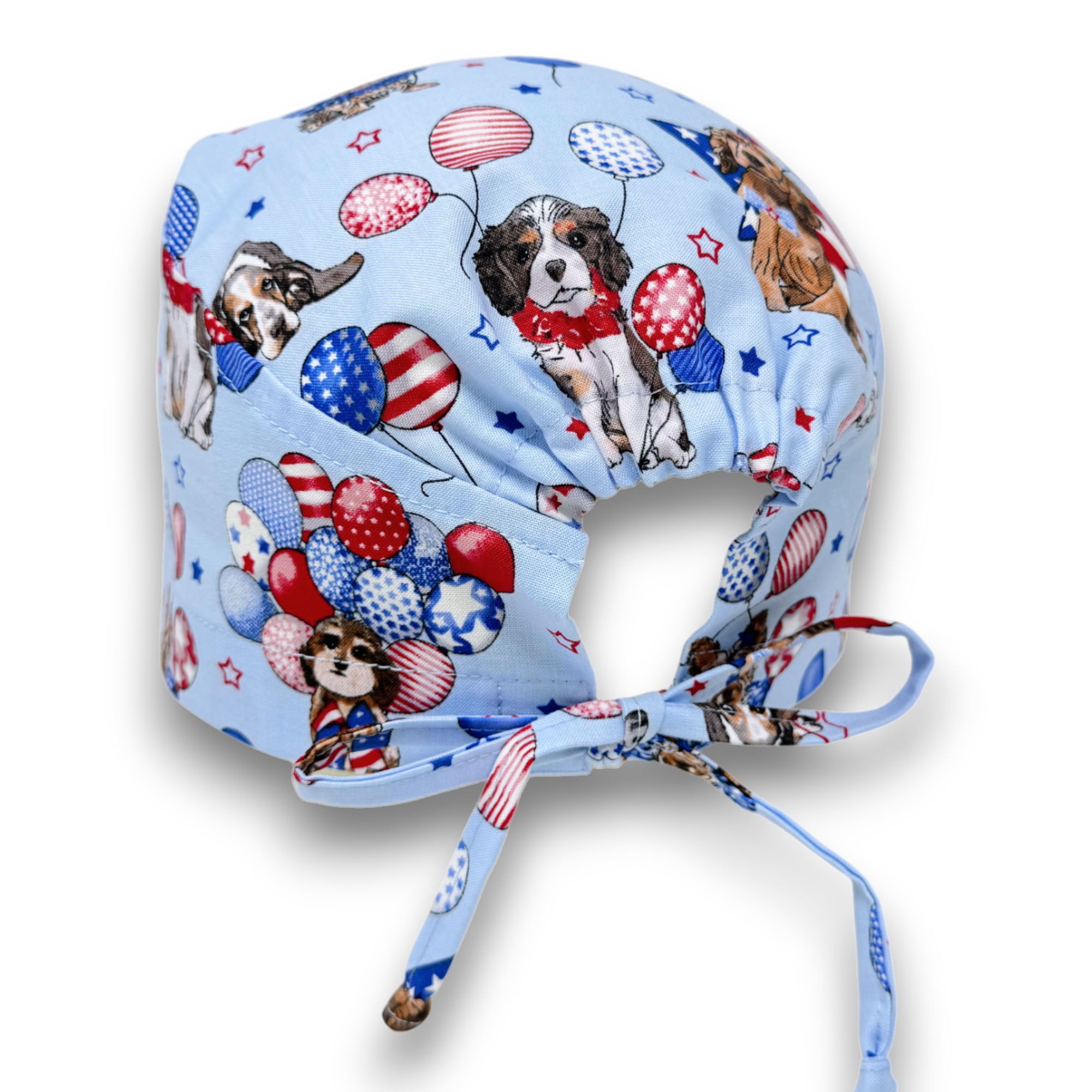 Dog Skull tie-back style surgical scrub cap for men by Paradise Caps.