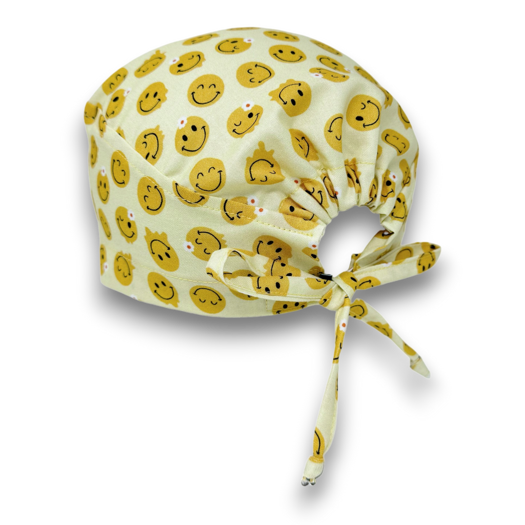 Smile Skull tie-back style surgical scrub cap for men by Paradise Caps.