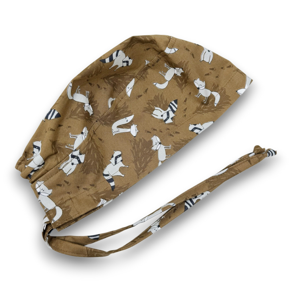 Raccoon men's scrub cap. Funny surgical hat by Paradise Caps.