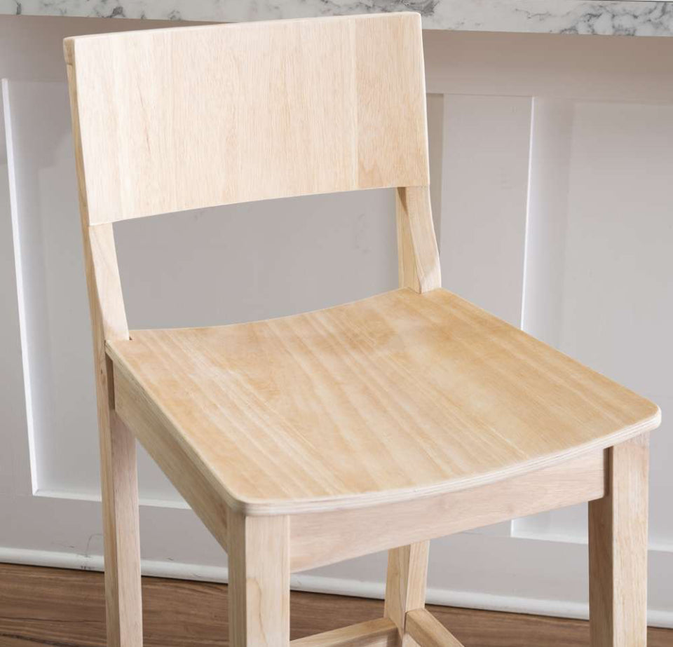 LINON HOME DECOR - DEVIN COUNTER STOOL UNFINISHED (SET OF 2) - CS279UNF02KD