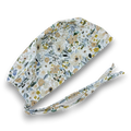 Beige Floral Skull tie-back style surgical scrub cap for men by Paradise Caps.