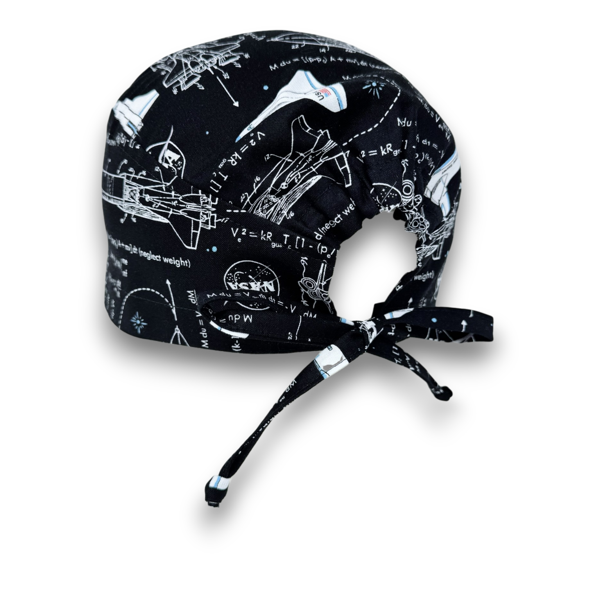 Space Surgical cap for men. Rocket Formula tie back scrub hat by Paradise Caps.