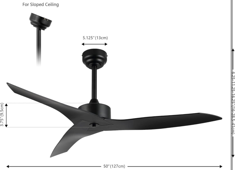 JONATHAN Y JYL9715A Aldrin 50" Mobile-App/Remote-Controlled, 6-Speed Razor Ceiling Fan, Modern, Contemporary, Minimalist, Industrial, Coastal for Bedr