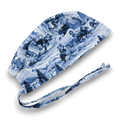 Men's surgical scrub cap. Wild West Blues skull tie-back style scrub hat by Paradise Caps.