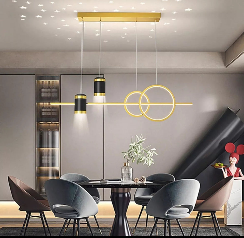 Modern Linear Led Pendant Light,dimmable Led Chandelier With Spotlights