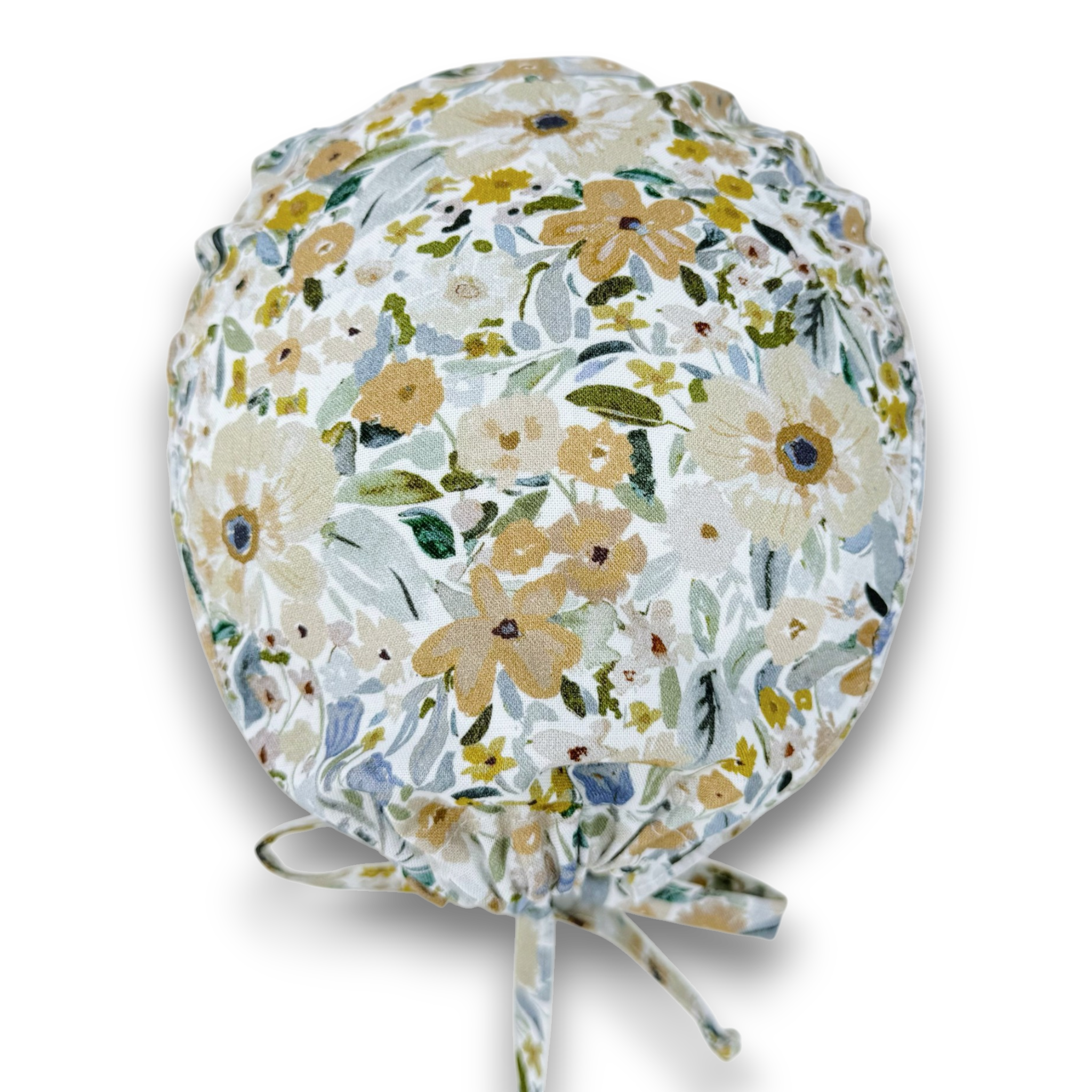 Beige Floral Skull tie-back style surgical scrub cap for men by Paradise Caps.