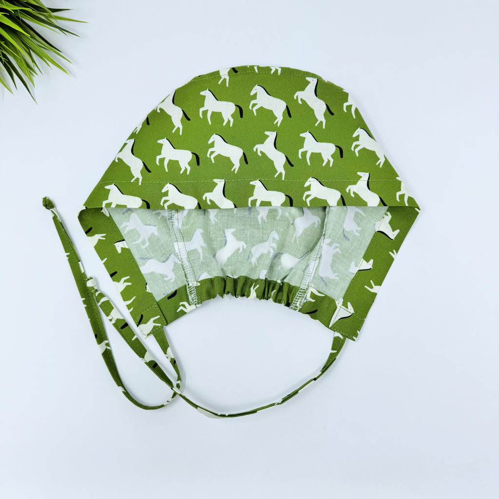 Wild Horses Skull tie-back style surgical scrub cap for men by Paradise Caps.
