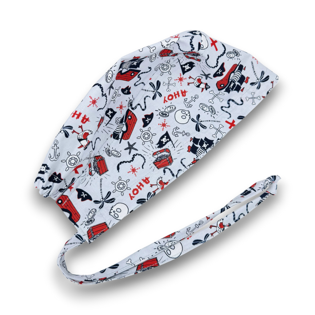 Funny Skull tie-back style surgical scrub cap for men by Paradise Caps.