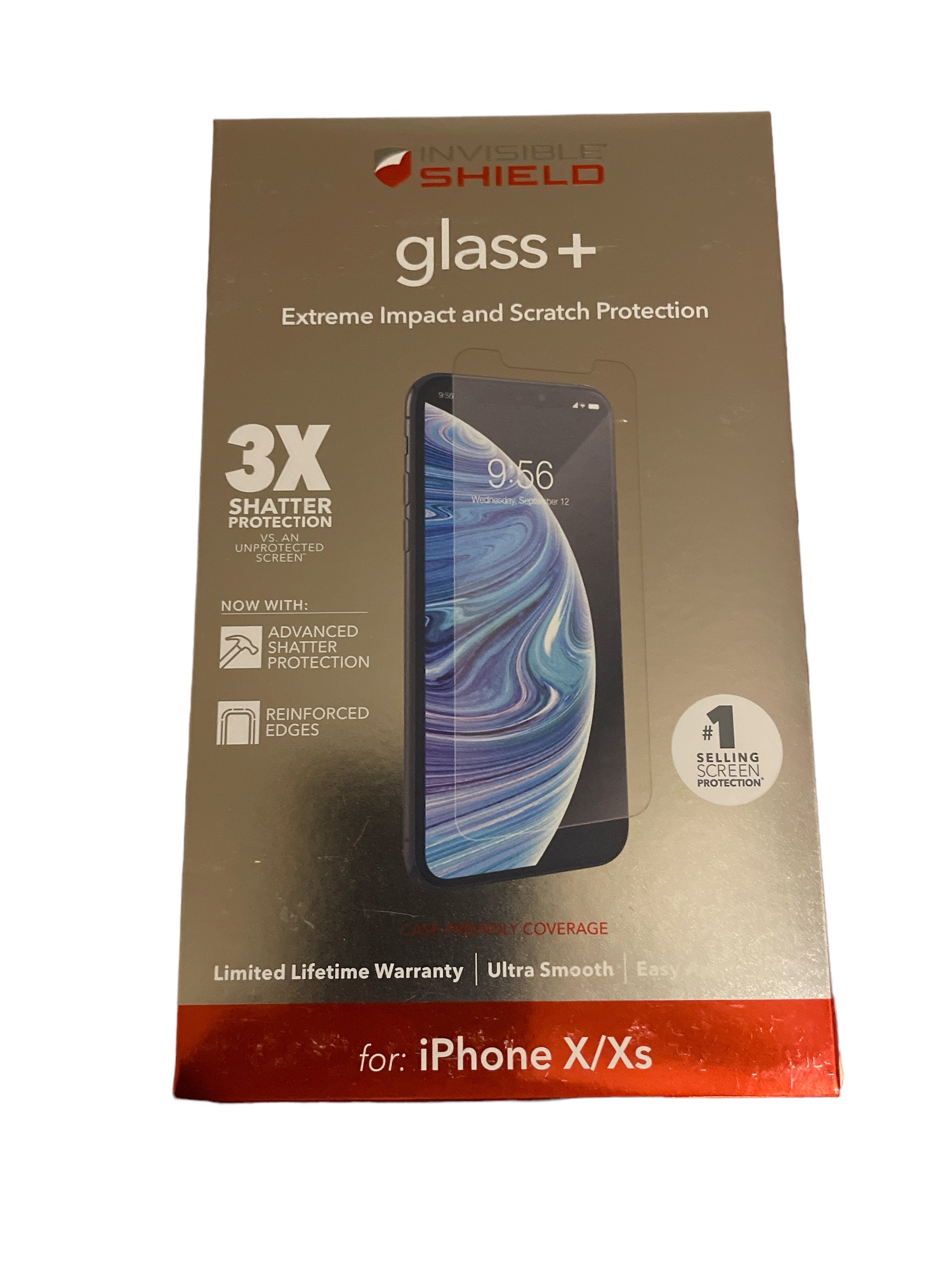 ZAGG InvisibleShield Glass+ Screen Protector – High-definition Tempered Glass for the Apple iPhone XS/ X – Impact & Scratch Protection