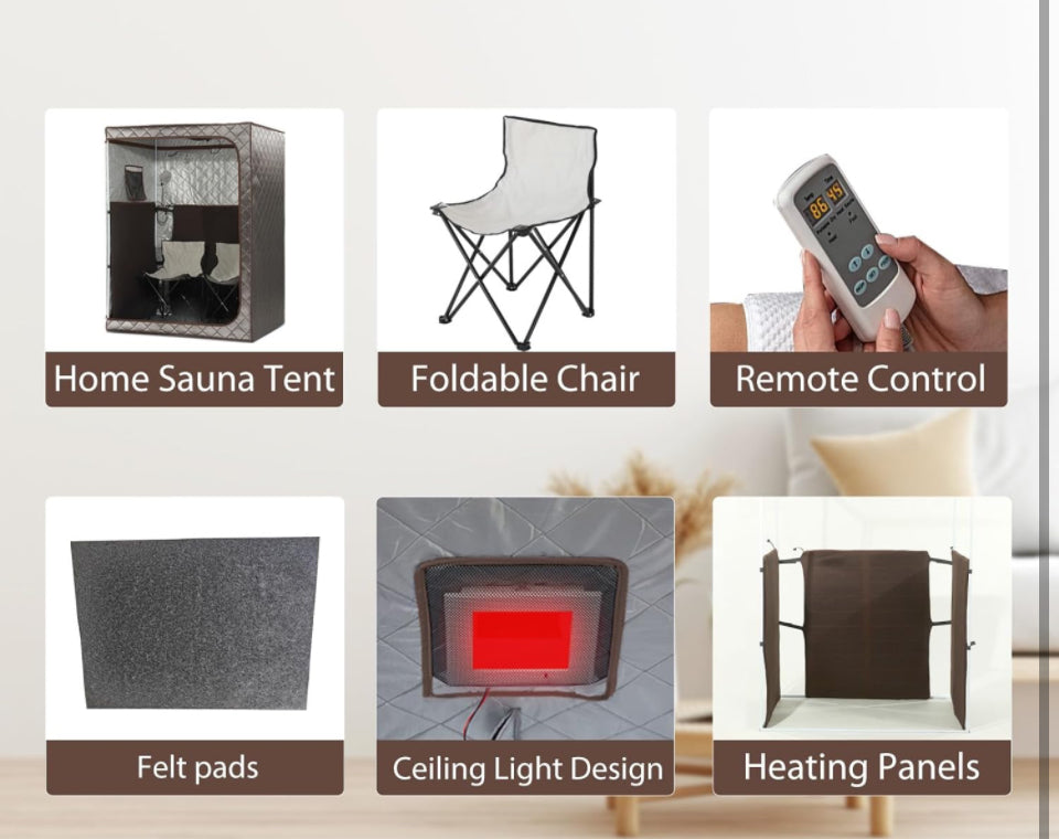 TaTalife Portable 1-2 Person Infrared Saunas for Home, Full Spectrum Infrared Sauna, Full Size Large Space Spa, 2 Portable Upgrade Chair, Oversize Full Body Home Sauna Spa for Relaxation & Detox
