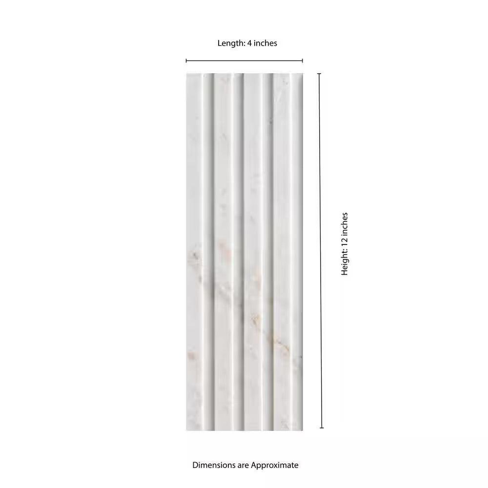 Open Box MSI Arabescato Venato White 4 in. x 12 in. Fluted Honed Marble Mosaic Wall Tile (4.95 sq. ft./Case)