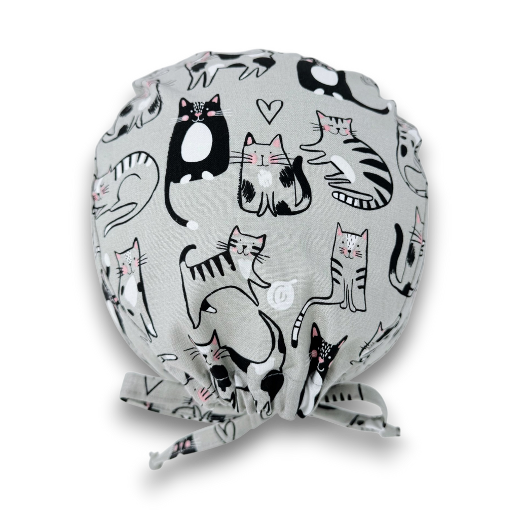 Cat Skull tie-back style surgical scrub cap for men by Paradise Caps.