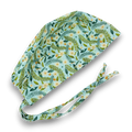 Floral Skull tie-back style surgical scrub cap by Paradise Caps. Mint