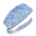 Surgical scrub cap. Unicorn skull tie-back style scrub cap by Paradise Caps. Light blue.