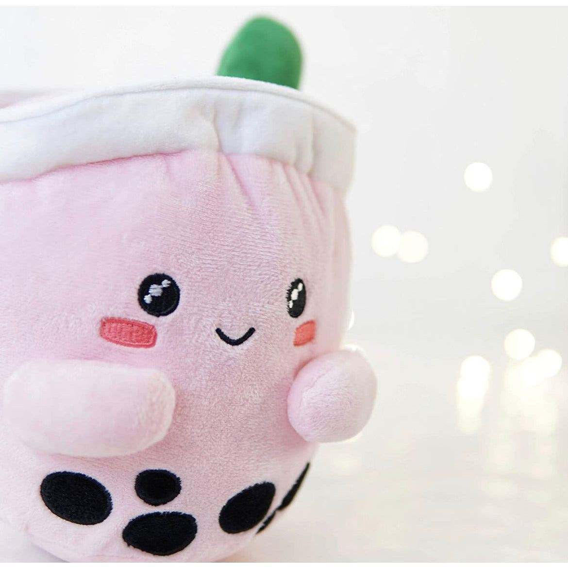 ABC Boba Tea Plush Pink Berry Cute Stuffed Animal Toy 10"