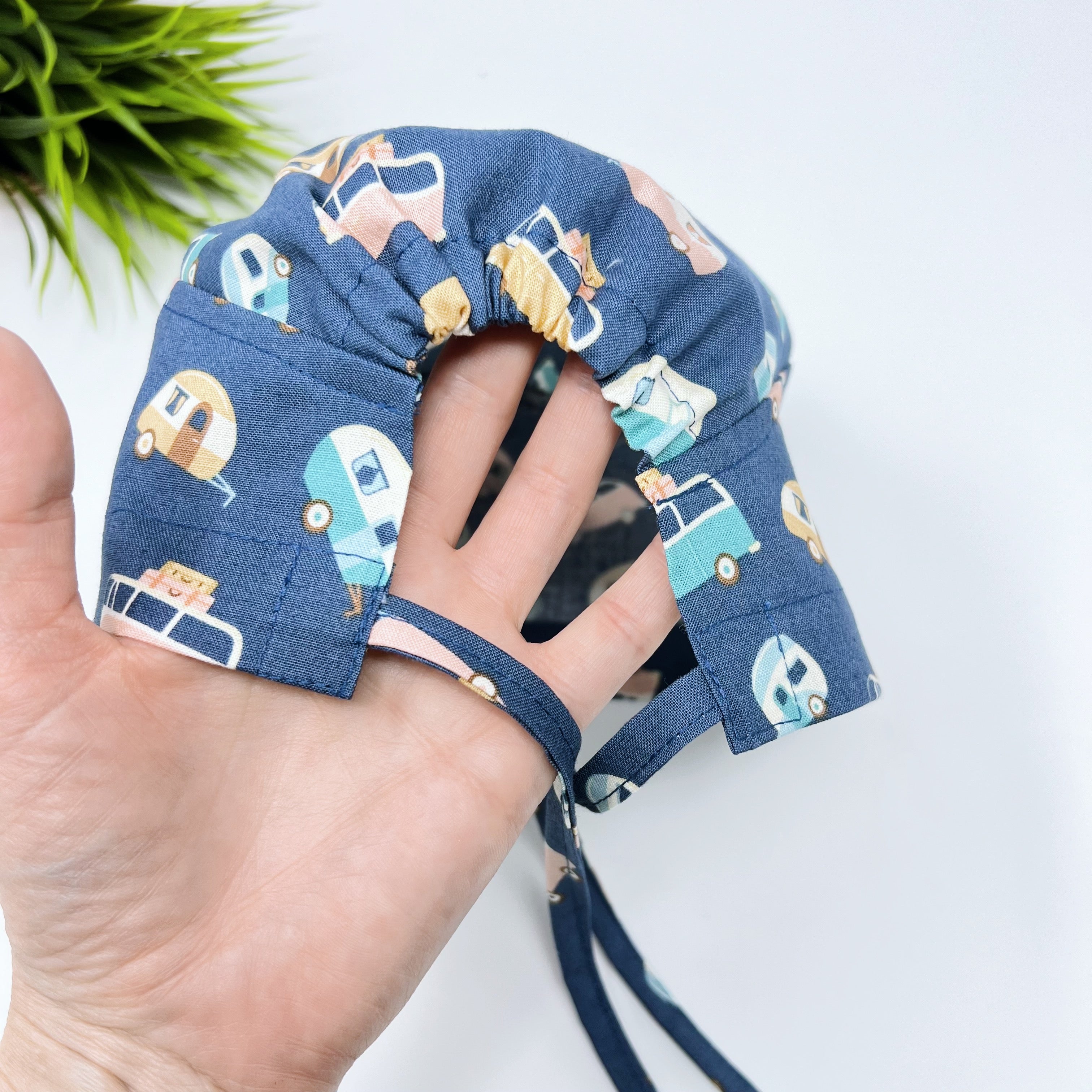 Trailer Toss Skull tie-back style surgical scrub cap for men by Paradise Caps.