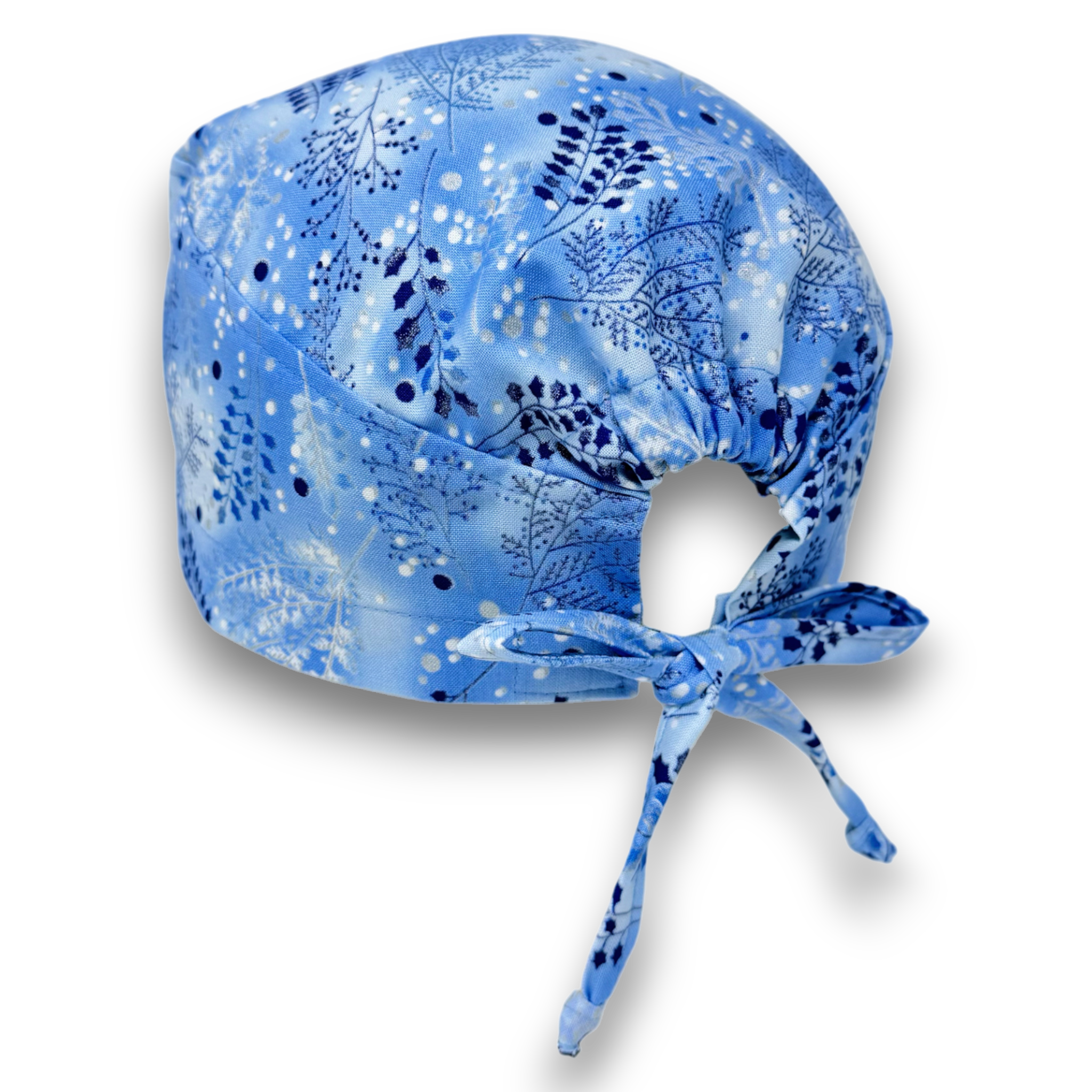 Snowy Forest Surgical scrub cap for men. Christmas tie back scrub hat by Paradise Caps.