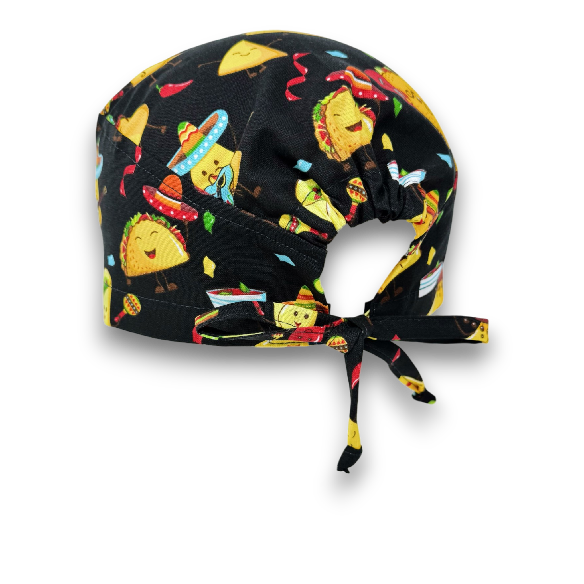 Mens Surgical scrub cap. Tacos skull tie-back style scrub cap by Paradise Caps.