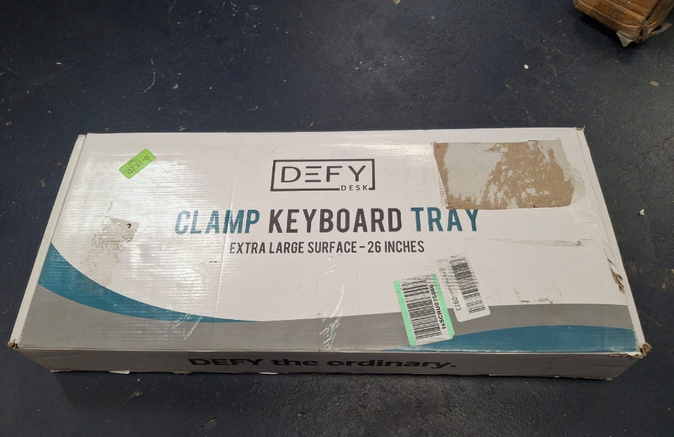 Open box DEFY DESK Clamp On Keyboardl Tray Under Desk Storage - Ergonomic Desk Drawer Computer Keyboard Stand Under Desk Drawer - Under Desk Keyboard