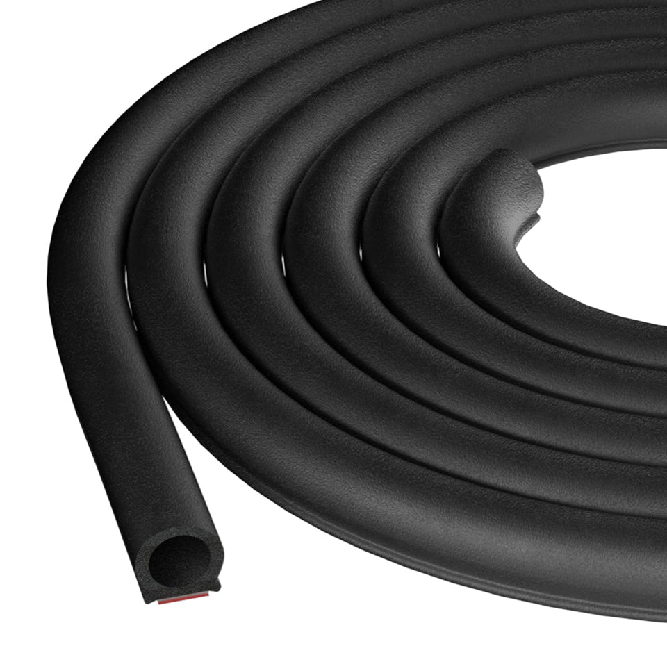 Hzetuu Automotive Weather Stripping Door Seal, 40 Ft Self Adhesive D Shaped Rubber Car Door Weather Stripping, Universal Thick Car Door Seal Strip for Door Frame for Auto Truck Rv Off Road Big Gap