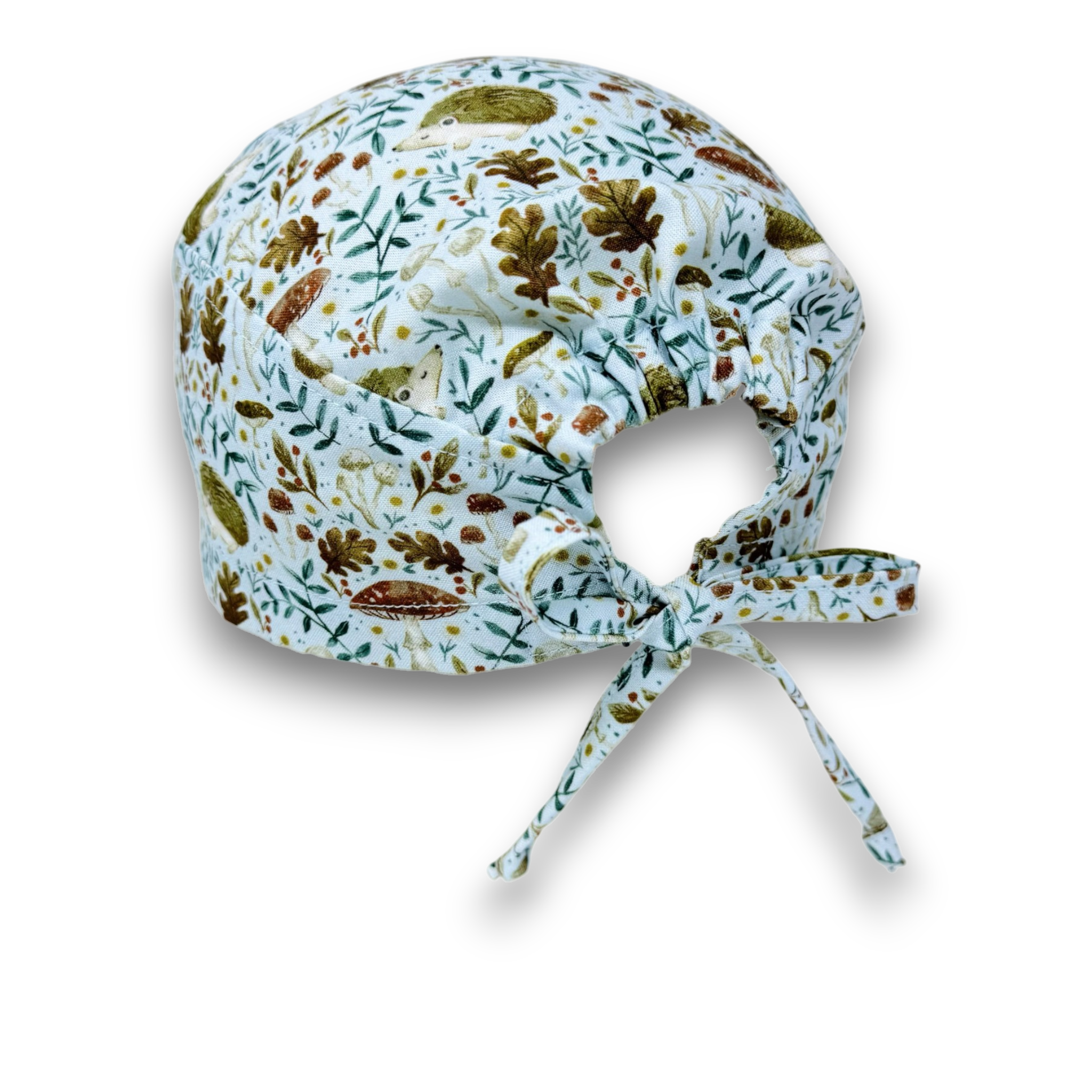 Men's surgical scrub cap. Hedgehog skull tie-back style scrub cap by Paradise Caps.