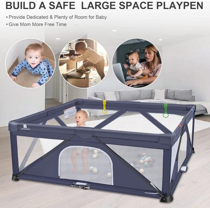 Foldable Baby Gate Playpen, 71"x71"(35 sq. ft Space), Extra Large Playards for Toddler, Kids Activity Center for Home Travel