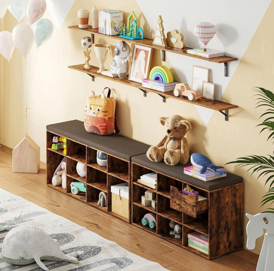 Open box DINZI LVJ Long Wall Shelves, 47.3lnch Wall Mounted Shelves Set of 2, Extra Large Wall Storage Ledges with Sturdy Metal Brackets for Living Ro