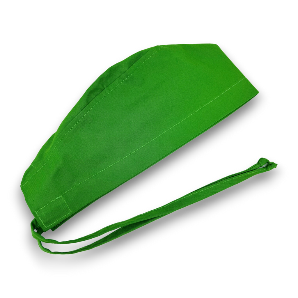 Bright green Skull tie-back style surgical scrub cap for men by Paradise Caps.