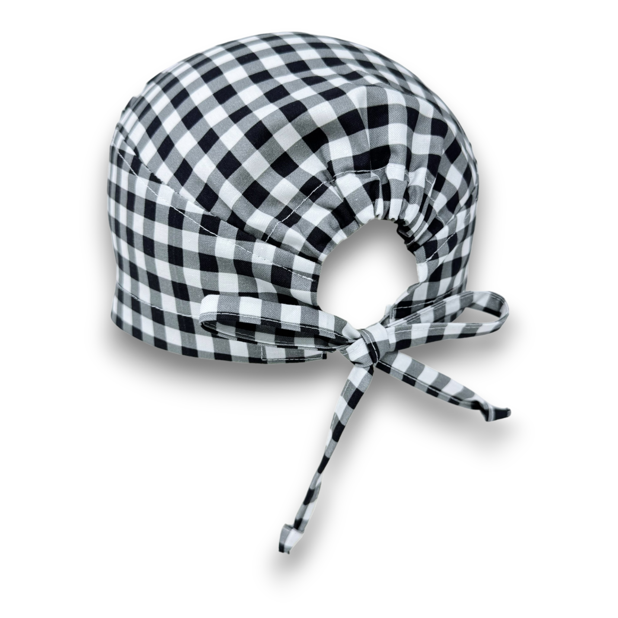 Men's surgical scrub cap. Checkered skull tie-back style scrub cap by Paradise Caps.