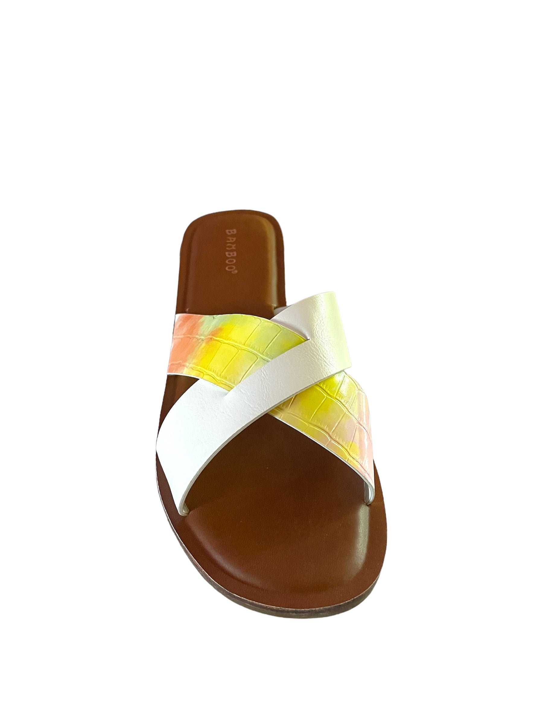 Bamboo Finest-17 Slip on Women's Cross Strap Sandals in Pink