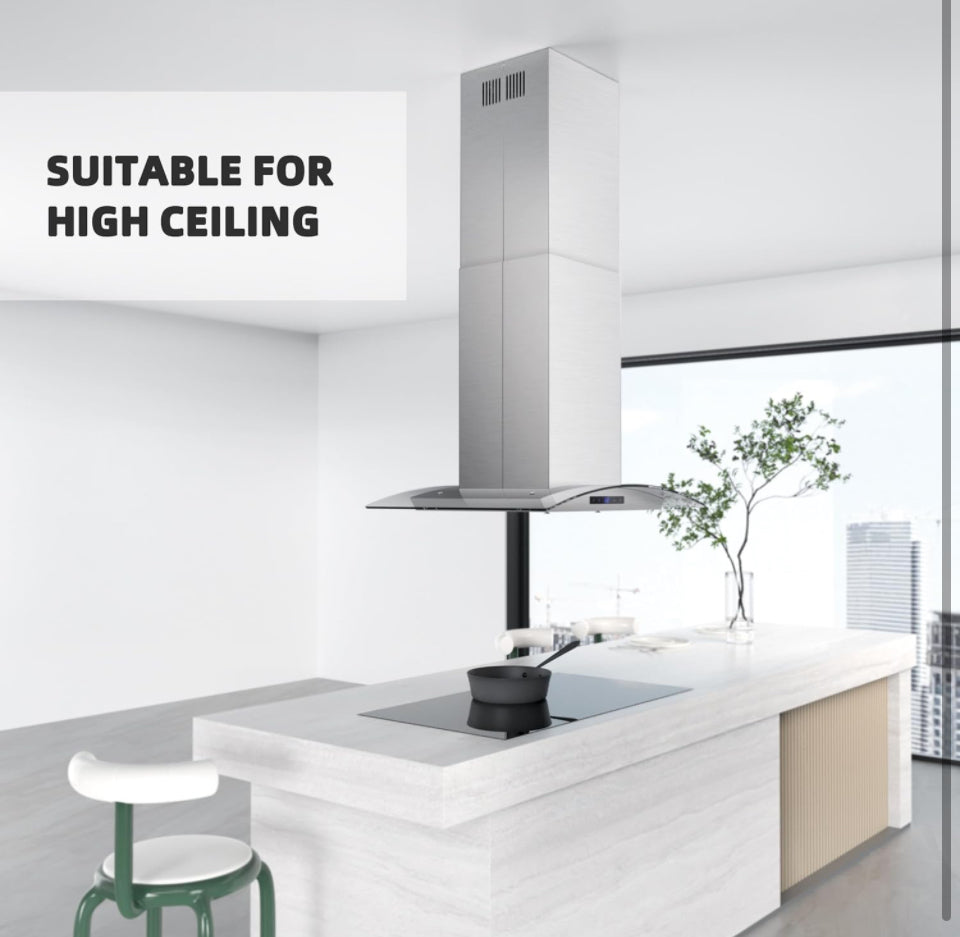 FIREGAS Range Hood Extension Chimney FGS-TI02-ZST, Stainless Steel Wall Mount Chimney Extension for FIREGAS Island Range Hood FGS-USI02G75CC and FGS-U