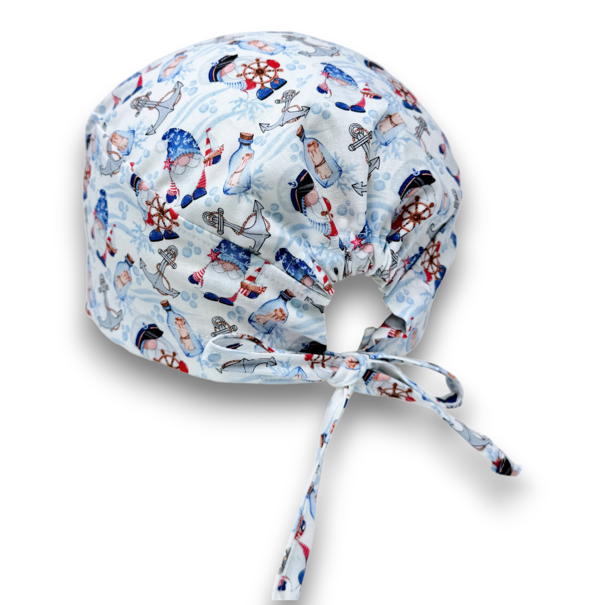 Gnome Skull tie-back style surgical scrub cap for men by Paradise Caps.