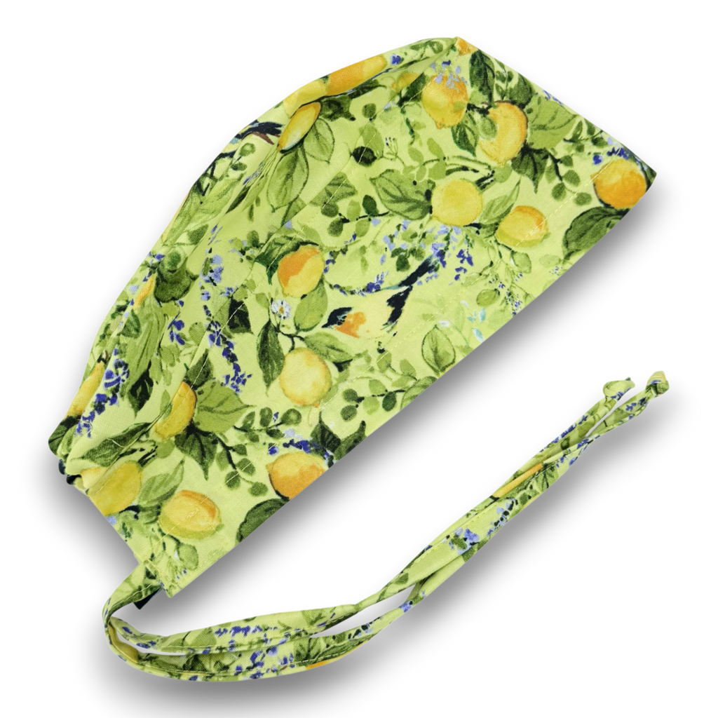 Lemon Skull tie-back style surgical scrub cap for men by Paradise Caps.