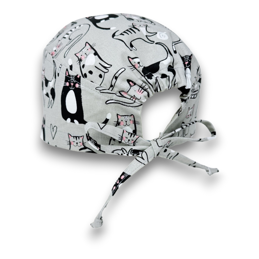 Cat Skull tie-back style surgical scrub cap for men by Paradise Caps.
